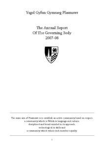 Ysgol Gyfun Gymraeg Plasmawr   The Annual Report 