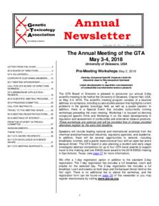 The Annual Meeting of the GTA May 3-4, 2018 University of Delaware, USA LETTER FROM THE CHAIR ......................... BOARD OF DIRECTORS ..................... 4