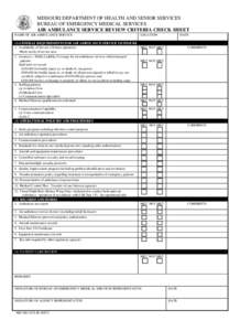 MISSOURI DEPARTMENT OF HEALTH AND SENIOR SERVICES BUREAU OF EMERGENCY MEDICAL SERVICES AIR AMBULANCE SERVICE REVIEW CRITERIA CHECK SHEET NAME OF AIR AMBULANCE SERVICE  LOCATION
