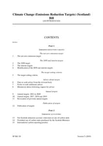 Climate Change (Emissions Reduction Targets) (Scotland) Bill [AS INTRODUCED] CONTENTS Section
