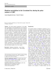 Polar Biol DOIs00300ORIGINAL PAPER  Plankton metabolism in the Greenland Sea during the polar