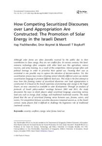 How Competing Securitized Discourses over Land Appropriation Are Constructed: The Promotion of Solar Energy in the Israeli Desert