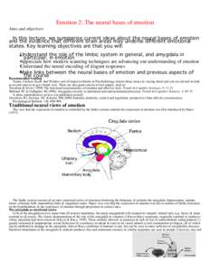 ! ! Emotion 2: The neural bases of emotion  Aims and objectives