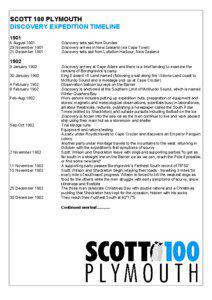 SCOTT 100 PLYMOUTH DISCOVERY EXPEDITION TIMELINE 1901