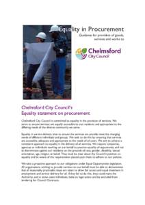 Equality in Procurement Guidance for providers of goods, services and works to Chelmsford City Council’s Equality statement on procurement