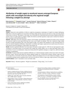 Eating and Weight Disorders - Studies on Anorexia, Bulimia and Obesity https://doi.orgs40519ORIGINAL ARTICLE  Attribution of weight regain to emotional reasons amongst European
