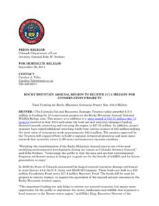 PRESS RELEASE Colorado Department of Law Attorney General John W. Suthers FOR IMMEDIATE RELEASE September 26, 2014 CONTACT