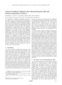 GEOPHYSICAL RESEARCH LETTERS, VOL. 32, L18501, doi:2005GL023006, 2005  Analysis of multiscale radiometric data collected during the Cold Land Processes Experiment-1 (CLPX-1) M. Tedesco,1 E. J. Kim,2 A. Gasiewski,
