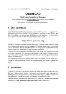 ¨ IM, SS2015 Grundlagen der Informatik fur http://knopper.net/bw/gdi/  OpenSCAD