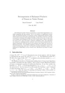 Recompression of Hadamard Products of Tensors in Tucker Format Daniel Kressner* Lana Periˇsa