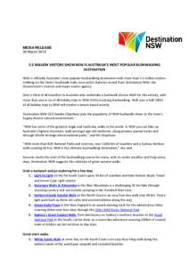 Media Release: 5.5 million visitors show NSW is Australia’s most popular bushwalking destination