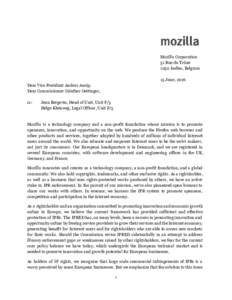   Mozilla Corporation  51 Rue du Trône  1050 Ixelles, Belgium    15 June, 2016 