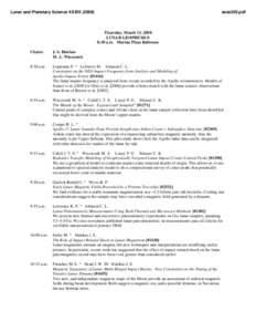 Lunar and Planetary Science XXXIX[removed]sess503.pdf Thursday, March 13, 2008 LUNAR GEOPHYSICS