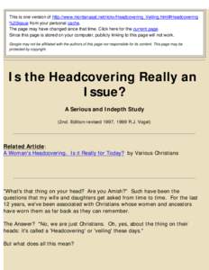 This is one version of http://www.montanasat.net/rickv/Headcovering_Veiling.html#Headcovering %20issue from your personal cache. The page may have changed since that time. Click here for the current page. Since this page