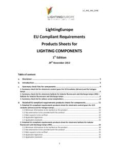 LE_WG_MS_039C  LightingEurope EU Compliant Requirements Products Sheets for LIGHTING COMPONENTS