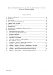 FIRST INDUSTRY GUIDELINES FOR CALCULATION AND VERIFICATION OF THE ENERGY EFFICIENCY DESIGN INDEX (EEDI) TABLE OF CONTENTS  1