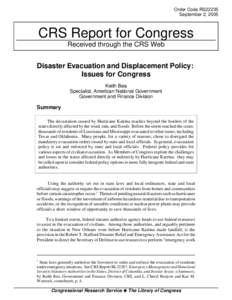Disaster Evacuation and Displacement Policy: Issues for Congress