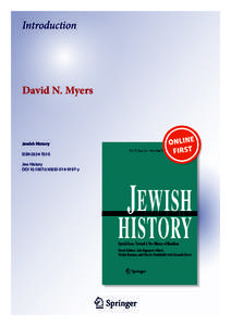 Introduction  David N. Myers Jewish History ISSN 0334-701X