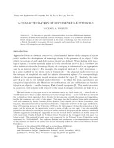 Theory and Applications of Categories, Vol. 26, No. 8, 2012, pp. 204–232.  A CHARACTERIZATION OF REPRESENTABLE INTERVALS MICHAEL A. WARREN Abstract. In this note we provide a characterization, in terms of additional al