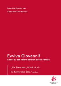 Evviva Giovanni! Lieder zu den Feiern der Don-Bosco-Familie