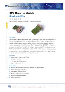 Tracking Solutions Embedded Antenna design GPS&Wireless solutions Provider GPS Receiver Module Model: GM-12TA