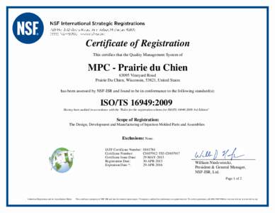 Business / Technology / International Automotive Task Force / Prairie du Chien /  Wisconsin / Public key certificate / ISO/TS 16949 / Management / Automotive industry / Quality / Quality control