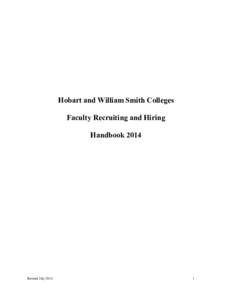 Hobart and William Smith Colleges Faculty Recruiting and Hiring Handbook 2014 Revised July 2014