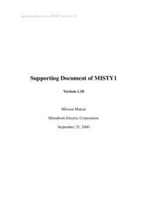 Supporting Document of MISTY1 Version[removed]Supporting Document of MISTY1