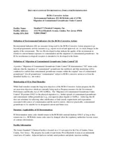 Documentation of Environmental Indicator Determination - Standard T Chemical Company, Inc. - Linden, New Jersey