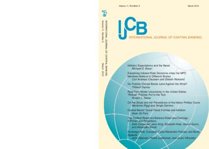Volume 11, Number 2  March 2015 INTERNATIONAL JOURNAL OF CENTRAL BANKING Volume 11, Number 2