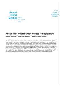 OOAAction Plan Draft Version, Action Plan towards Open Access to Publications endorsed during the 2  nd