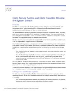 Sales Tool  Cisco Secure Access and Cisco TrustSec Release 5.0 System Bulletin Introduction ®
