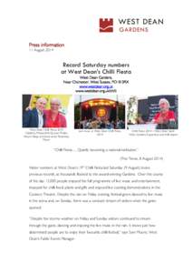 Press information 11 August 2014 Record Saturday numbers at West Dean’s Chilli Fiesta West Dean Gardens,