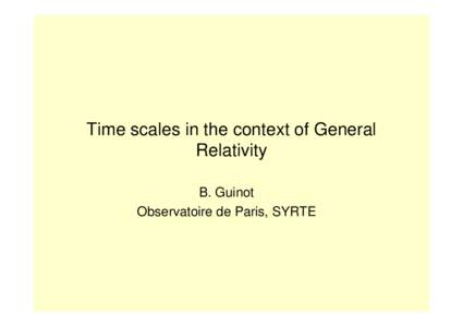 Metrology of time in the context of General Reltivity