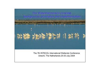 The Waterharmonica concept; background, principles and implementation The 7th INTECOL International Wetlands Conference Utrecht, The NetherlandsJuly 2004
