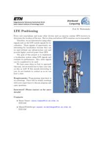 Distributed Computing LTE Positioning  Prof. R. Wattenhofer