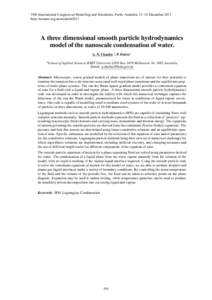 A three dimensional smooth particle hydrodynamics model of the nanoscale condensation of water