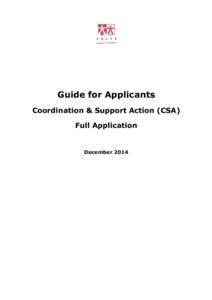 Guide for Applicants Coordination & Support Action (CSA) Full Application December 2014