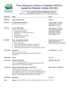 WRAC Meeting Agenda for October 20, 2014