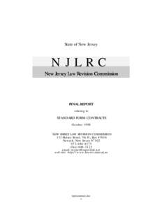 State of New Jersey  N J L R C New Jersey Law Revision Commission  FINAL REPORT