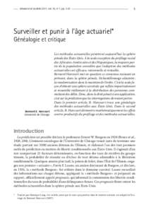déviance et société 2011, vol. 35, n° 1, ppSurveiller et punir à l’âge actuariel* Généalogie et critique