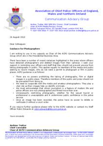 Association of Chief Police Officers of England, Wales and Northern Ireland Communication Advisory Group Andrew Trotter OBE QPM BSc (Hons), Chief Constable Chair of ACPO Media Advisory Group