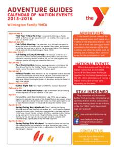ADVENTURE GUIDES CALENDAR OF NATION EVENTSWilmington Family YMCA September 8