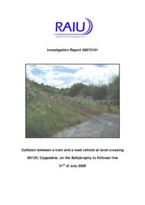 Investigation ReportCollision between a train and a road vehicle at level crossing XN125, Cappadine, on the Ballybrophy to Killonan line 31st of July 2008