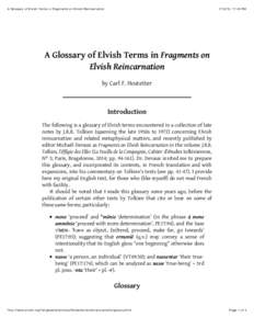 A Glossary of Elvish Terms in Fragments on Elvish Reincarnation, 11:43 PM A Glossary of Elvish Terms in Fragments on Elvish Reincarnation