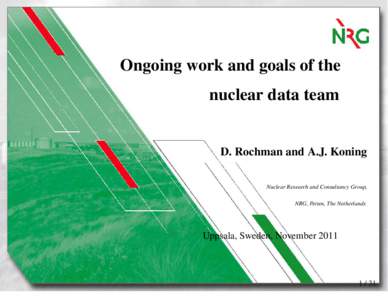 Ongoing work and goals of the nuclear data team D. Rochman and A.J. Koning Nuclear Research and Consultancy Group, NRG, Petten, The Netherlands