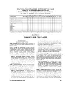 10_CA_Res_2013.fm Page 503 Friday, June 7, :05 AM  CALIFORNIA RESIDENTIAL CODE – MATRIX ADOPTION TABLE CHAPTER 10 – CHIMNEYS AND FIREPLACES (Matrix Adoption Tables are non-regulatory, intended only as an aid t