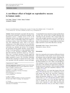 Behav Ecol Sociobiol:375–384 DOIs00265ORIGINAL PAPER  A curvilinear effect of height on reproductive success
