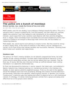 Animal behaviour: The police are a bunch of monkeys | The Economist:16 PM Animal behaviour