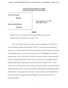 Case 1:12-cvRMC-DST-RLW Document 340 FiledPage 1 of 56  UNITED STATES DISTRICT COURT FOR THE DISTRICT OF COLUMBIA  STATE OF TEXAS,